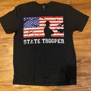 Gildan Black State Trooper Tee with American Flag
